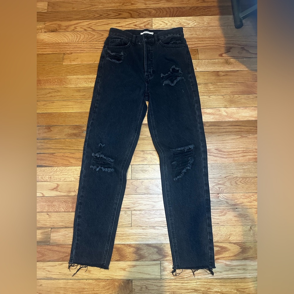 Pacsun Ultra High Rise Slim Jeans Black Distressed- Size 25
